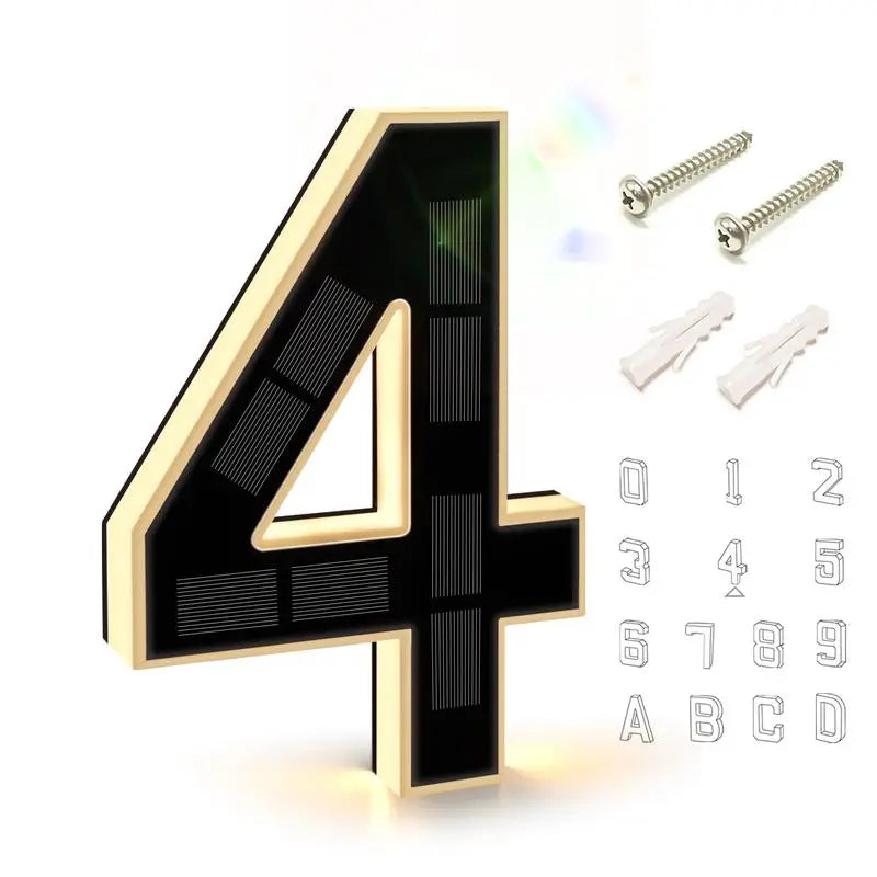 Solar Lighted Address Sign – Waterproof Modern Numbers for Outdoor Decor