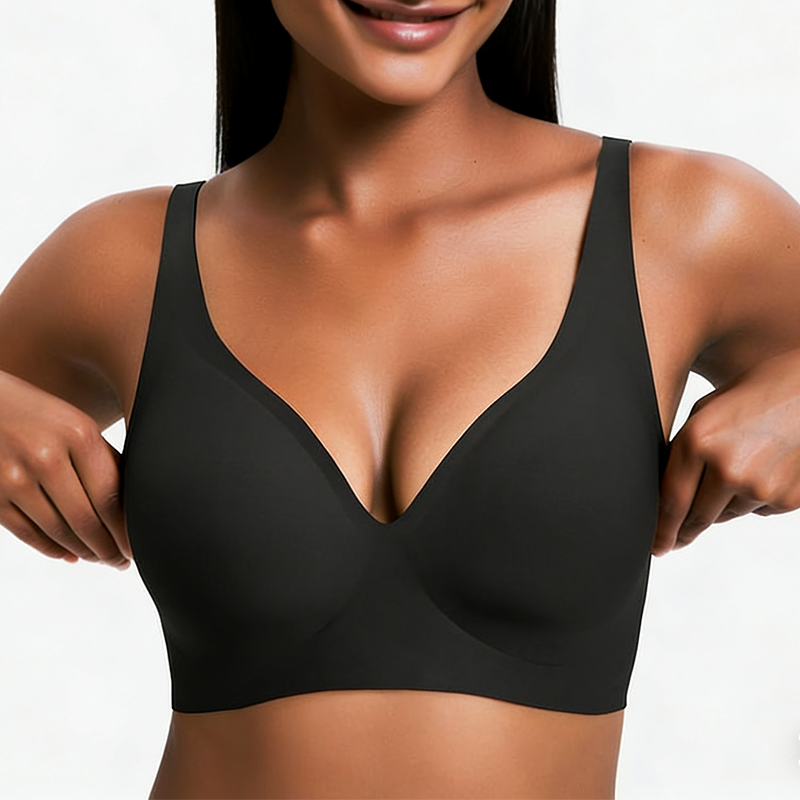 Wireless Women's Comfortable Push-Up Bralettes – Seamless T-Shirt Bras for Everyday Wear (Deep V)