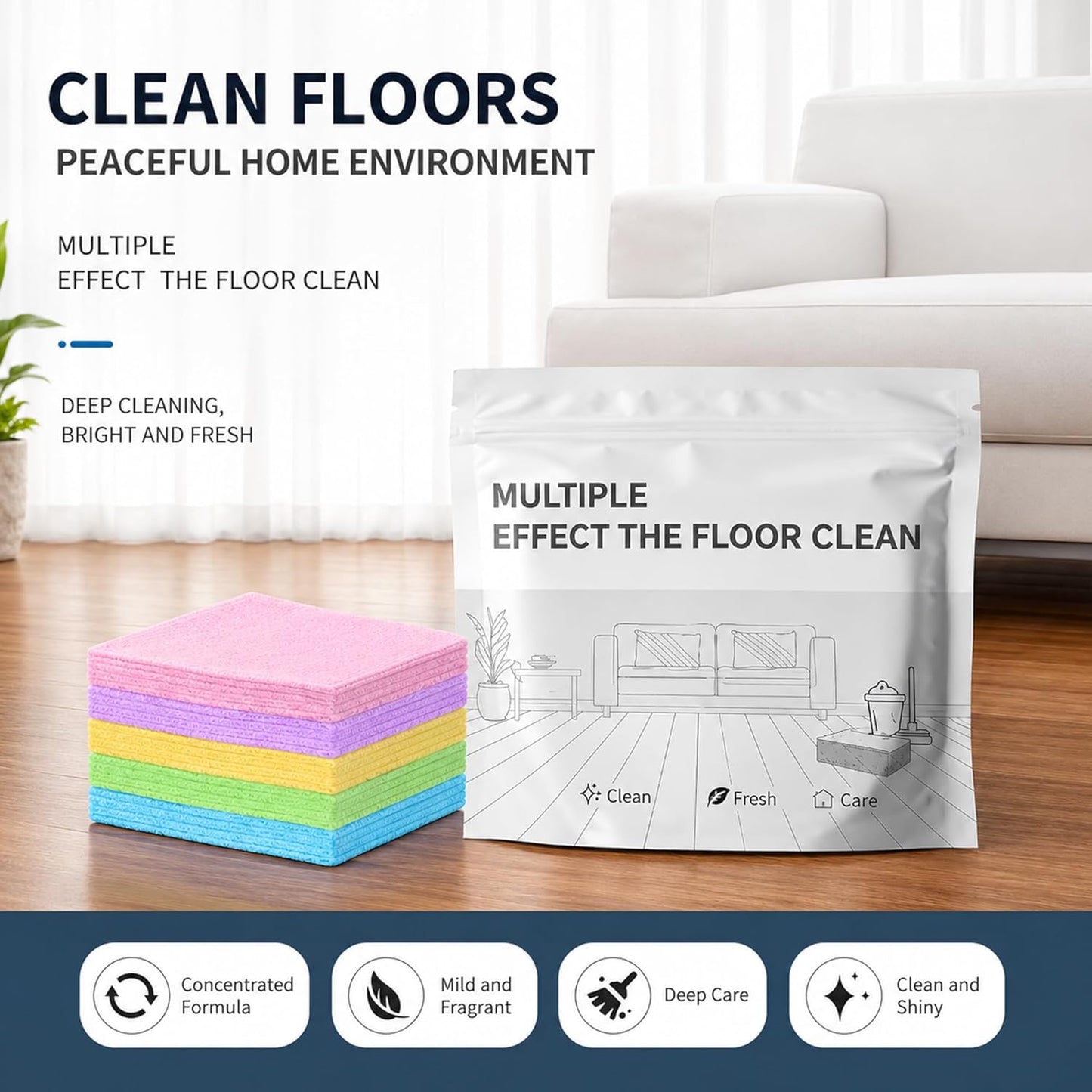 Multiple Effect The Floor Clean Tablets for Mopping, Quick Shine Cleaner