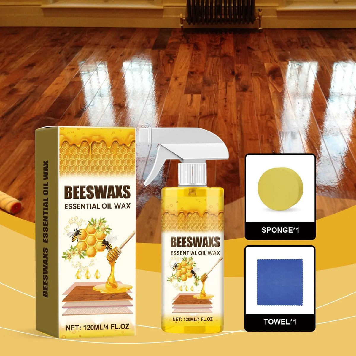 Natural Beeswax Wood Polish Spray | Revive Faded Wood, Eliminate Dull Look