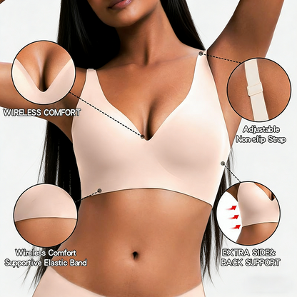 Wireless Women's Comfortable Push-Up Bralettes – Seamless T-Shirt Bras for Everyday Wear (Deep V)
