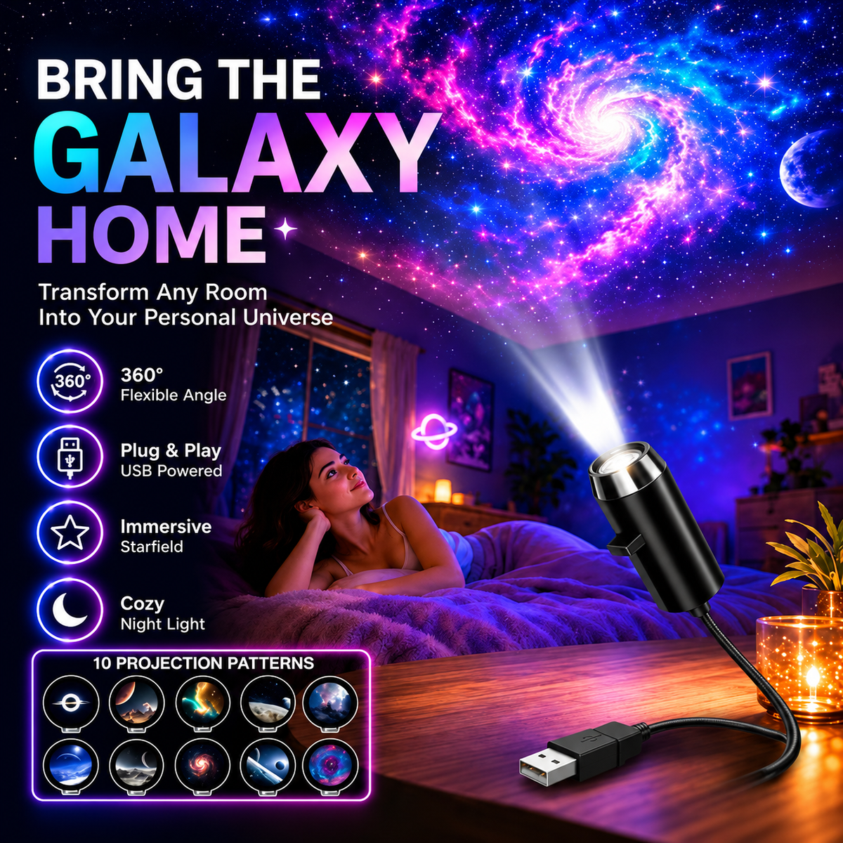 ✨Plug-&-Play HD Christmas Projector – 6 or 10 Festive Scenes